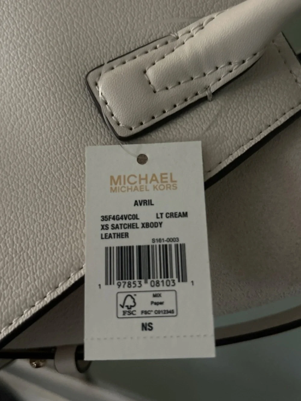 Michael Kors Cream/White Leather Satchel Handbag Purse – Brand New